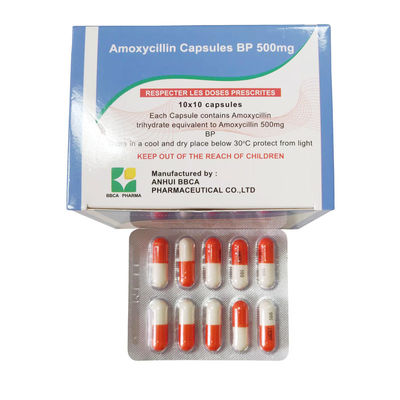 La amoxicilina anti-pirética encapsula los gránulos blancos 10x10blister